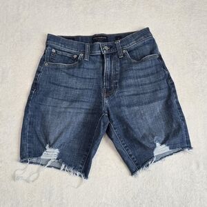 Women's Lucky Brand Jean Shorts Dark Wash Cutoff Distressed Stretch Size 29 x 9